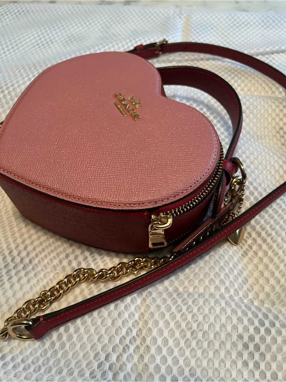Coach Pink Heart-Shaped Mini Crossbody with Gold Hardware - Picture 4 of 4